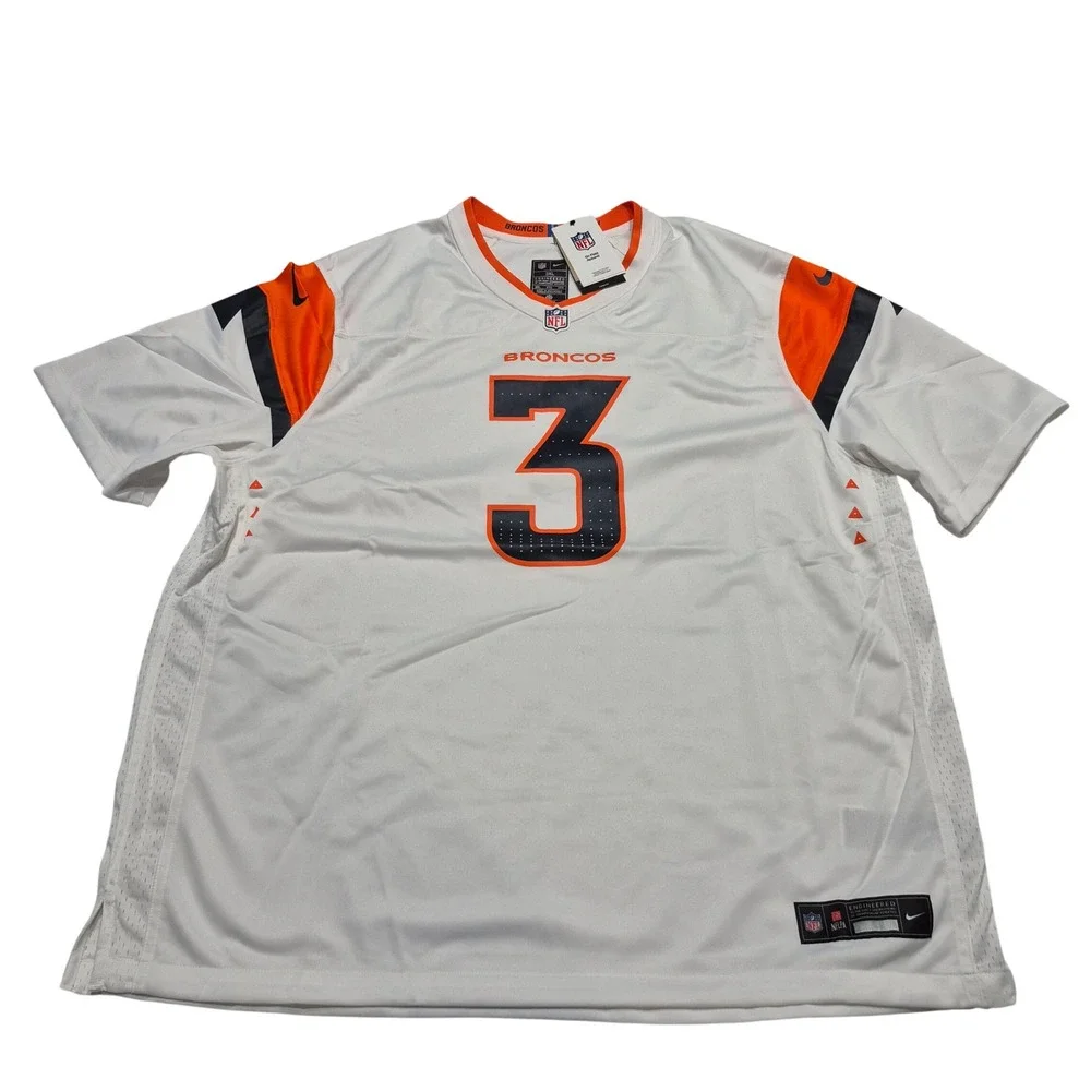 Russell Wilson Denver Broncos Nike Football Game Jersey White Men's Size 3XL